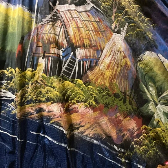 Silk Thai blue parasol/umbrella - Picture 9 of 16